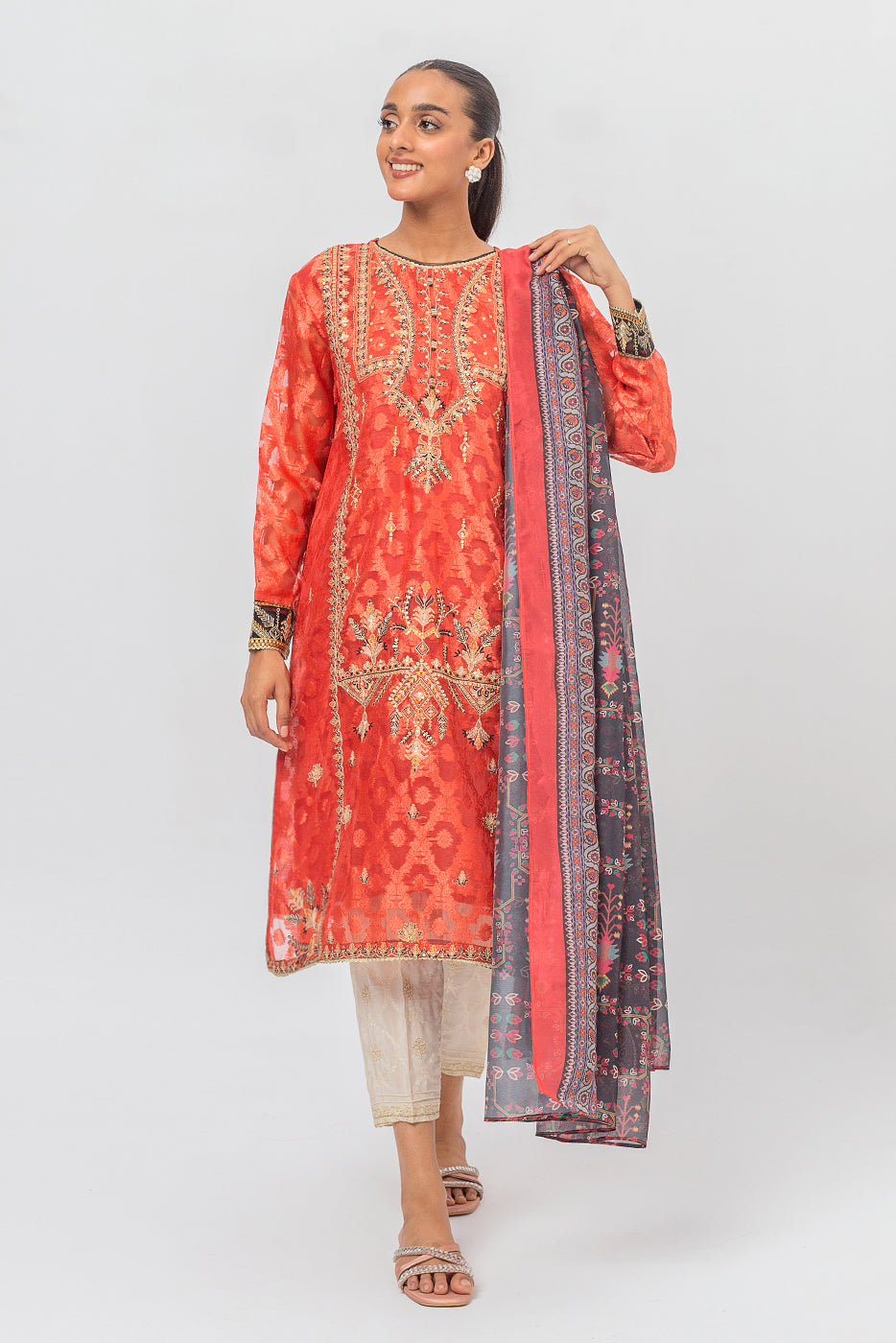 Embellished Lamee Trousers  (As Shown)