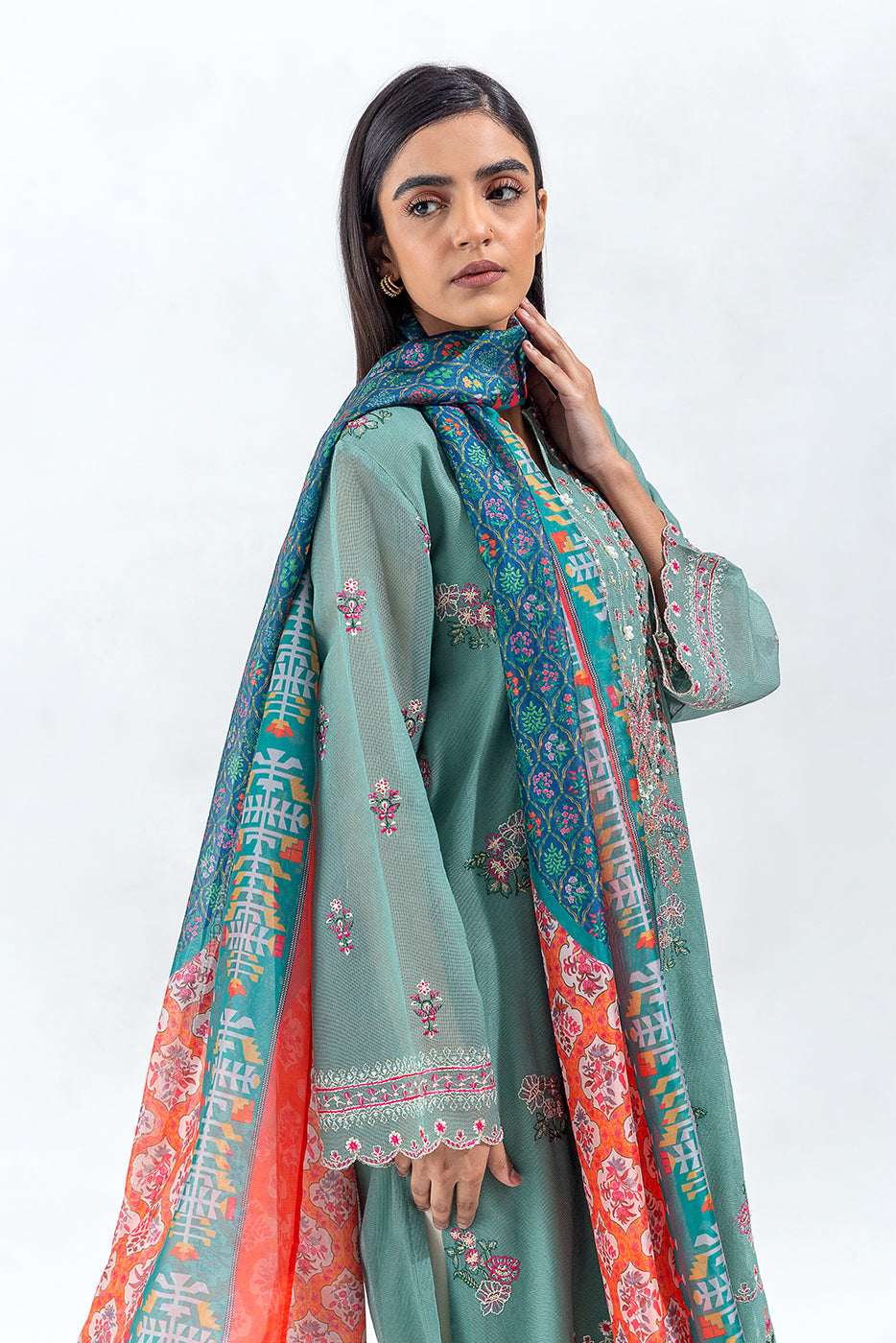 2 Piece Embroidered Cotton Net Suit (Luxury Pret)