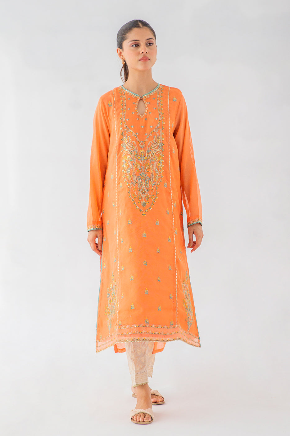 Embroidered Cotton Net Shirt (Luxury Pret)