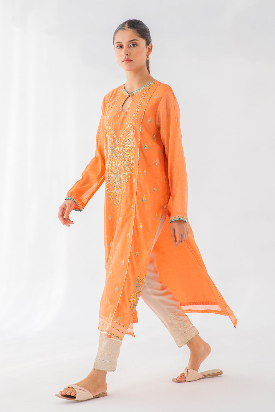 Embroidered Cotton Net Shirt (Luxury Pret)