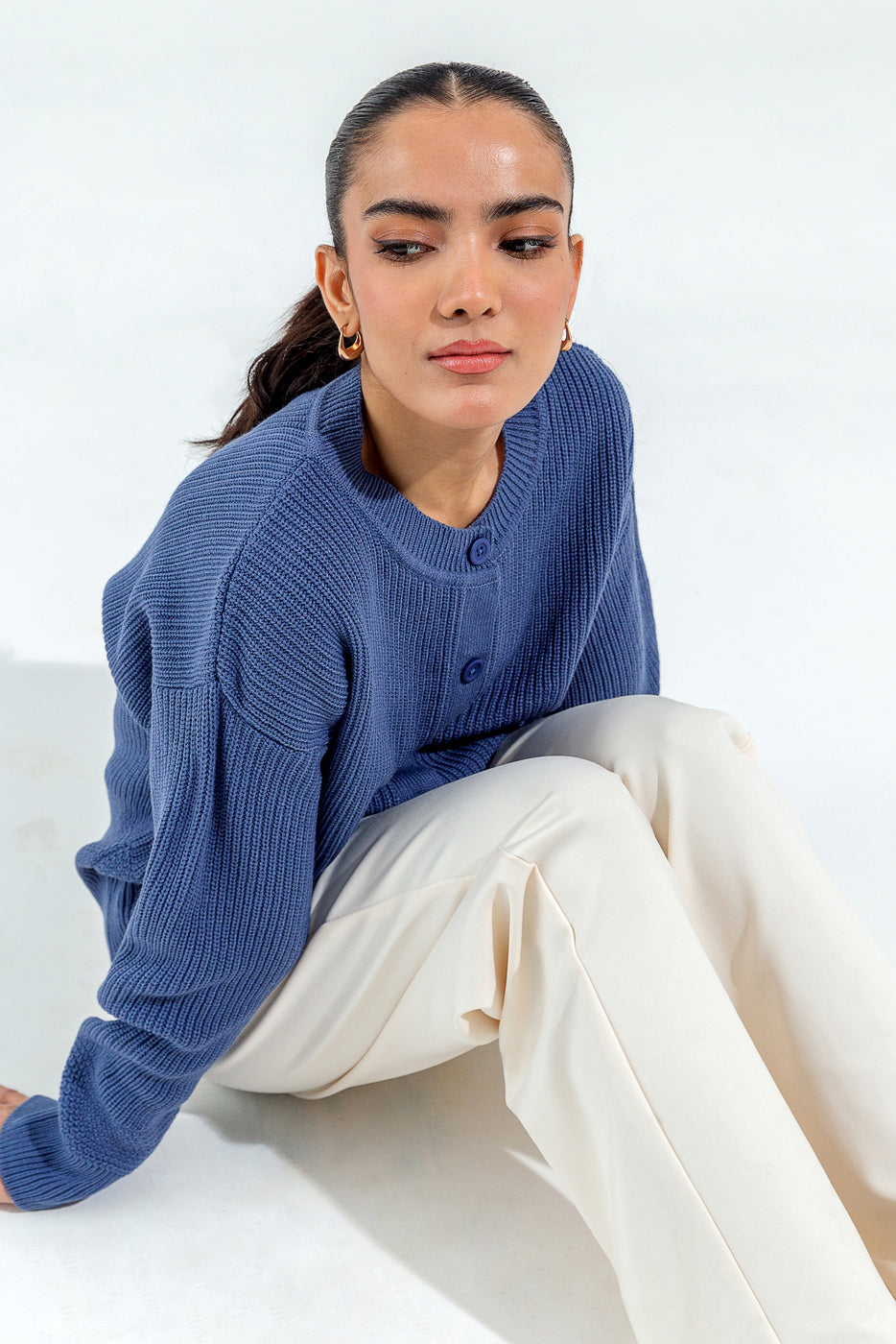 Plain silk trousers