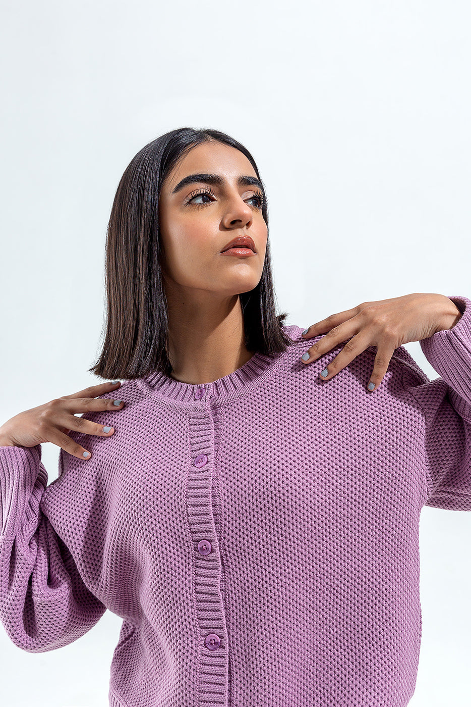 Knitted Crew Neck Cardigan