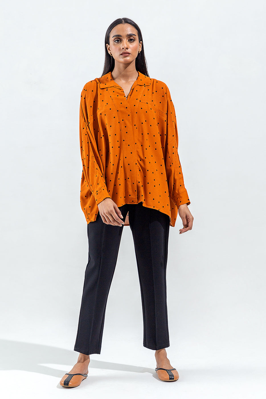 Orange And Black Polka Dot Shirt