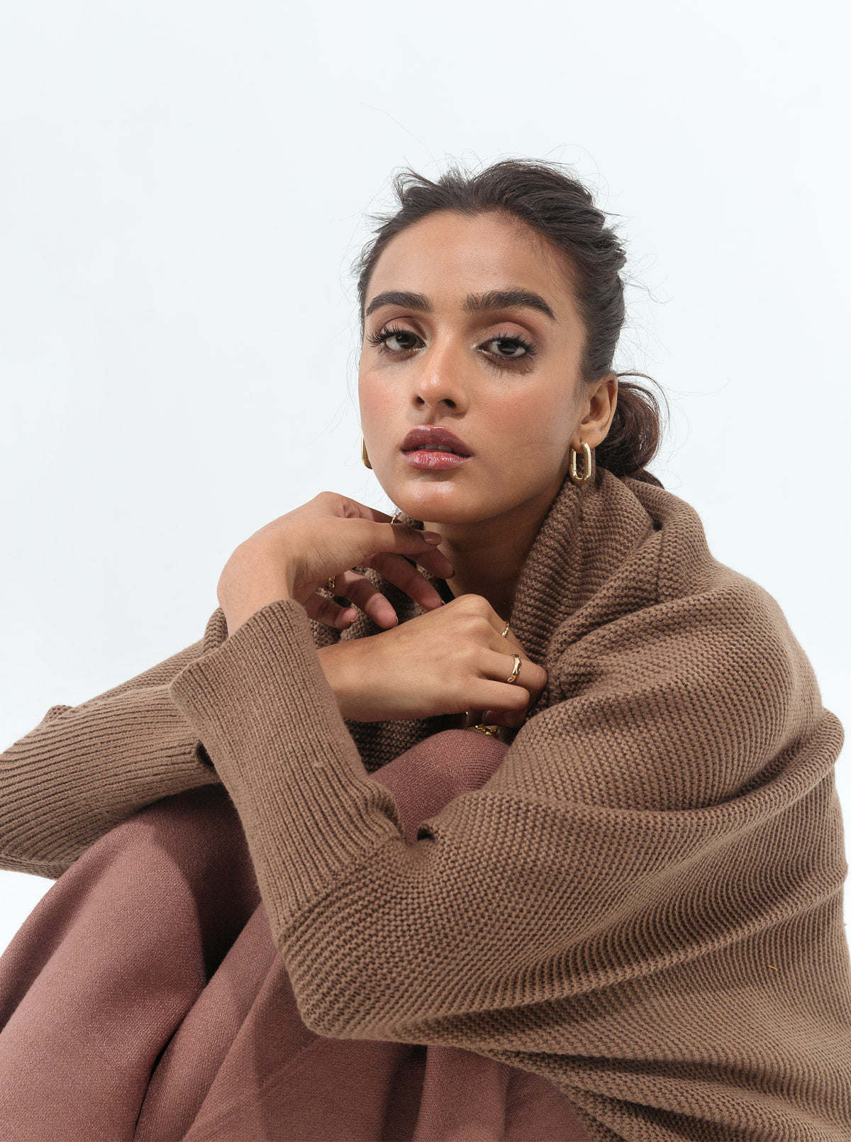 Dark Beige Batwing Shrug