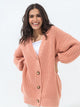 Blush Pink Oversized V-Neck Cardigan