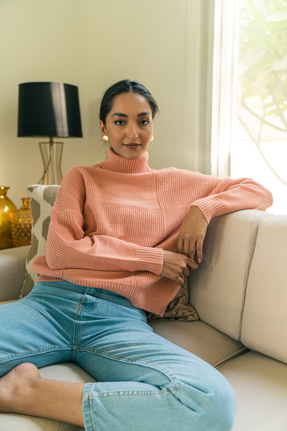 Peach Turtleneck Pullover