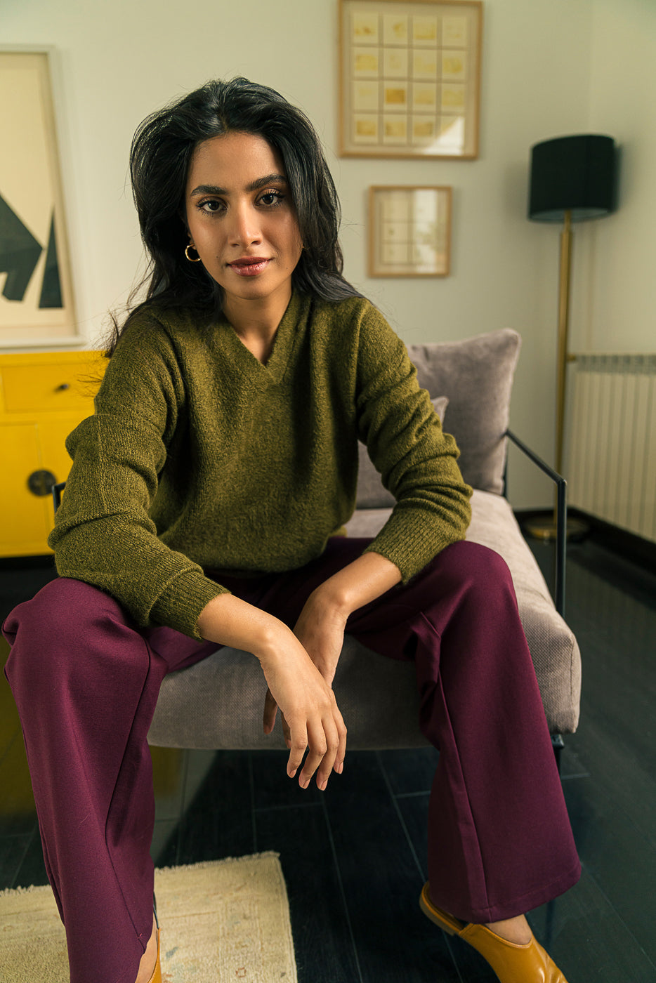 Olive Collared Pullover Sweater