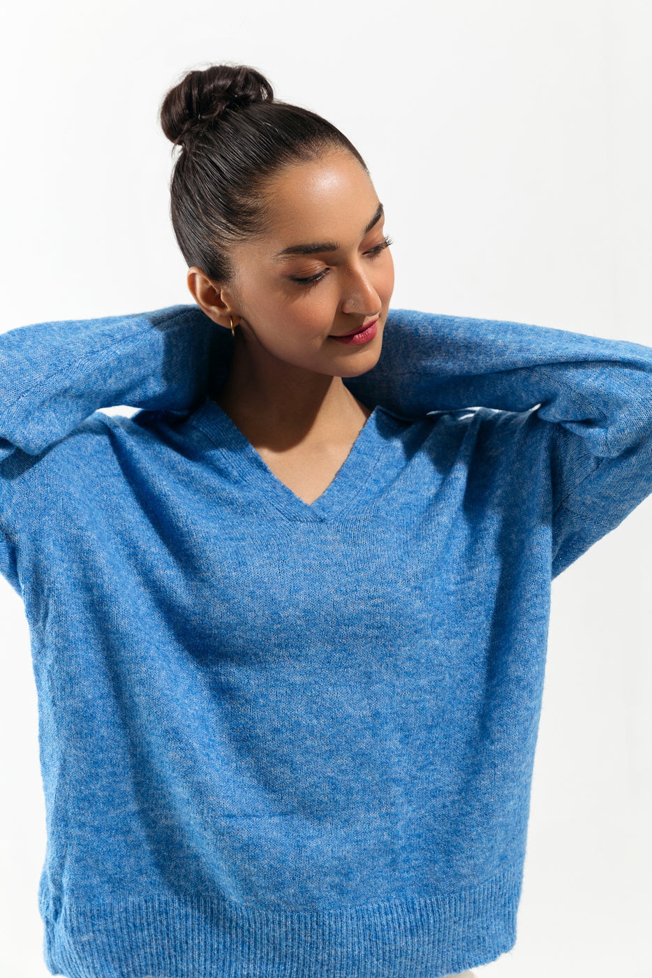 Blue Collared Pullover Sweater