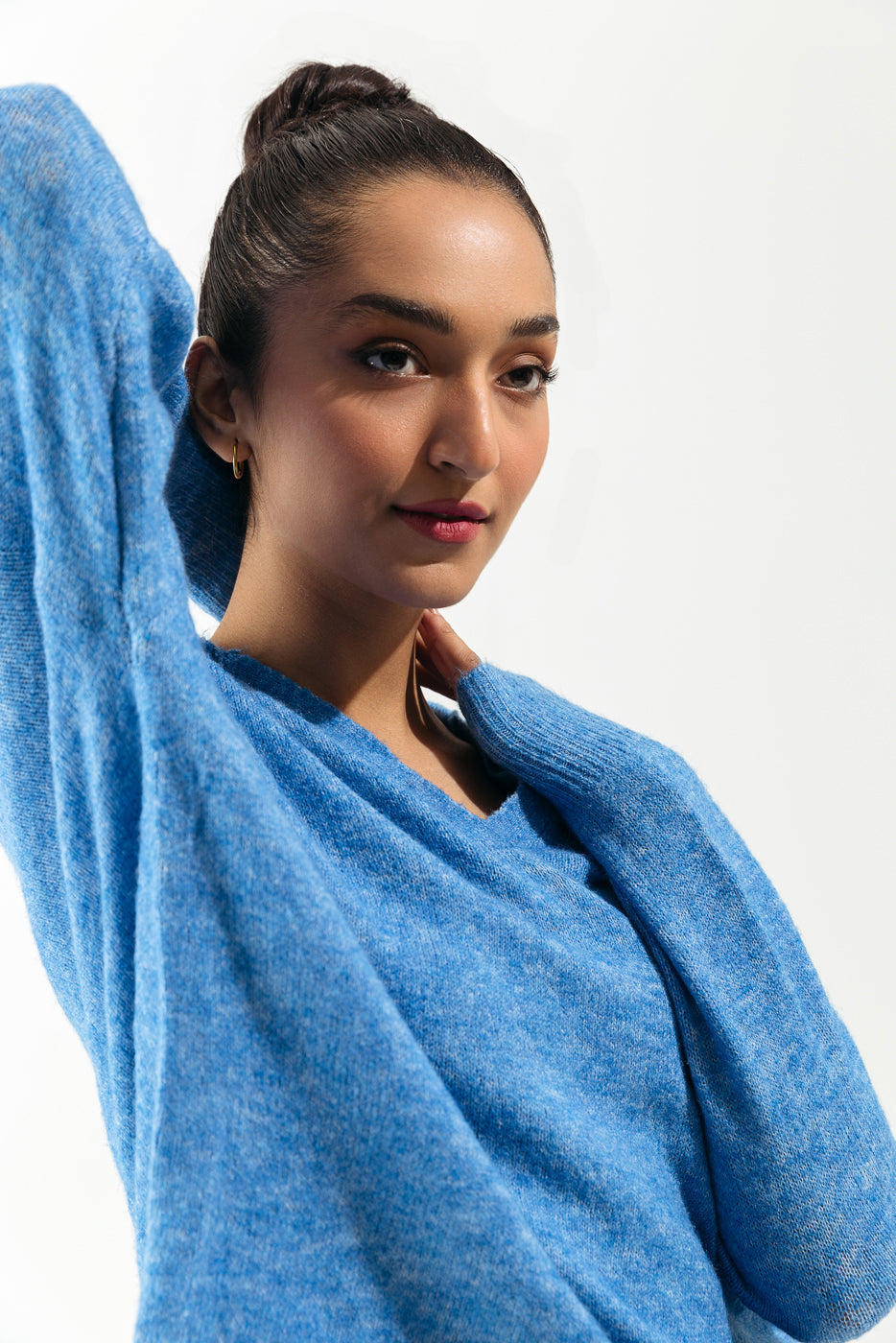 Blue Collared Pullover Sweater