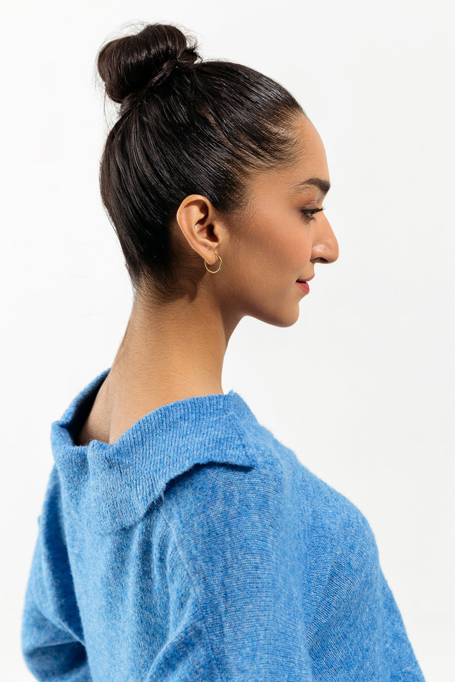 Blue Collared Pullover Sweater