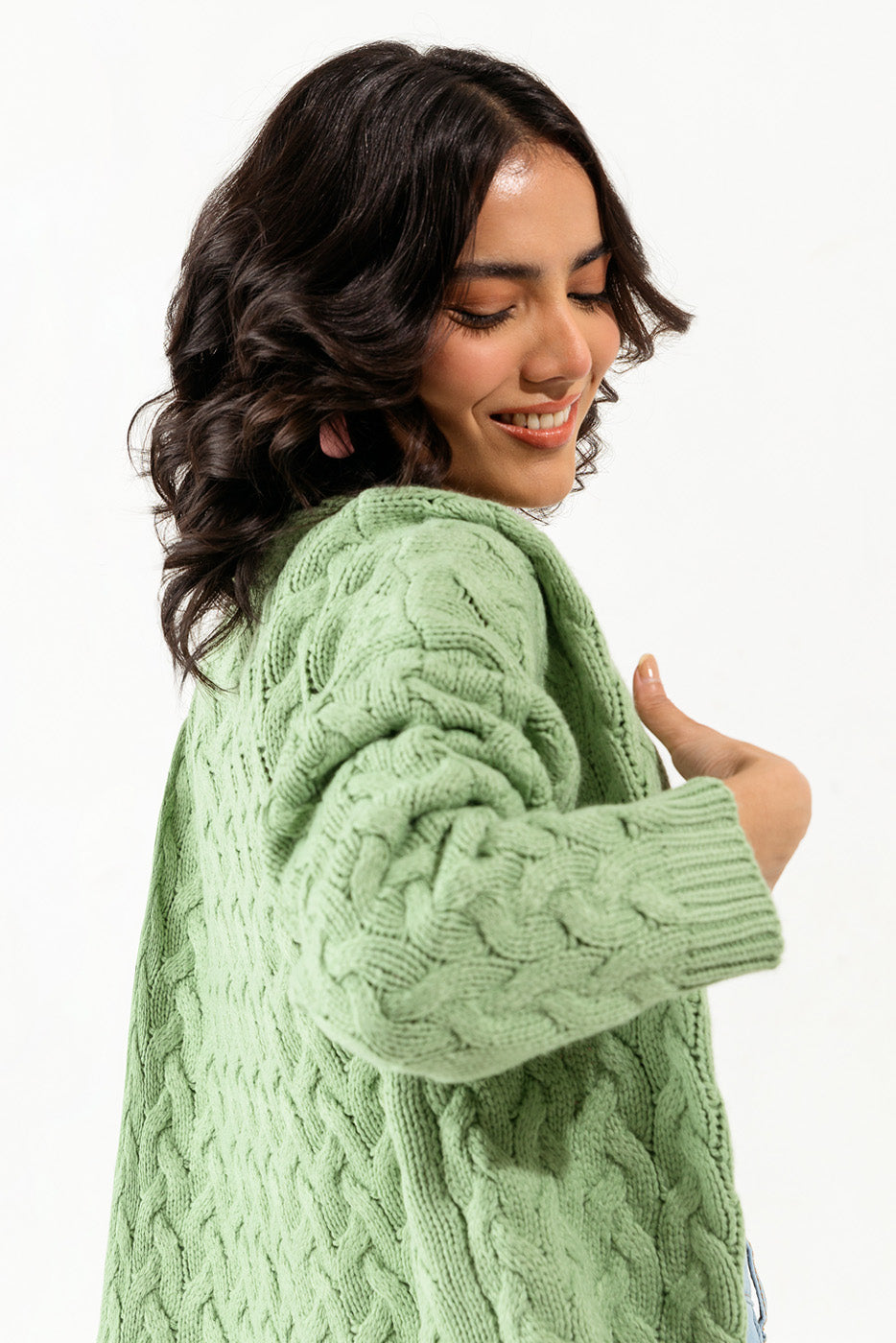 Mint Green Chunky Knit Shrug