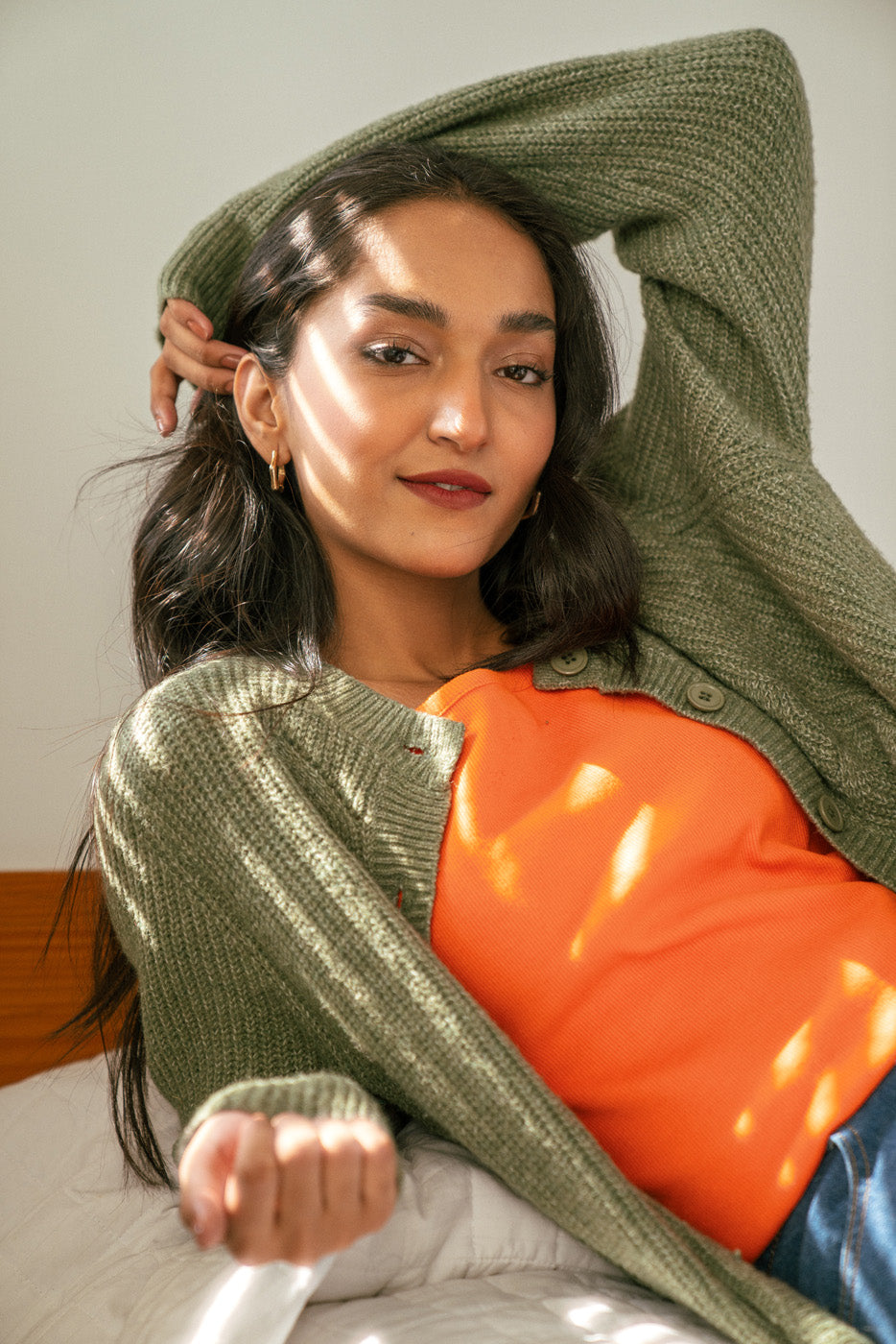 Jade Green Rib Knit Cardigan
