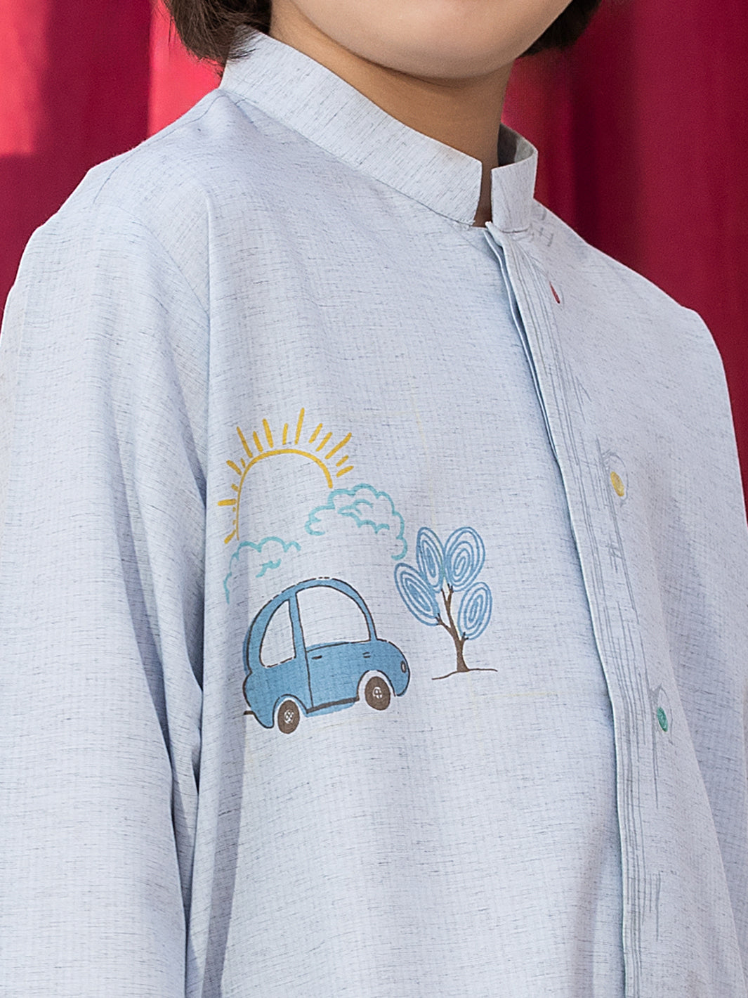 Light Blue Blended Kurta - ALBY-K-008