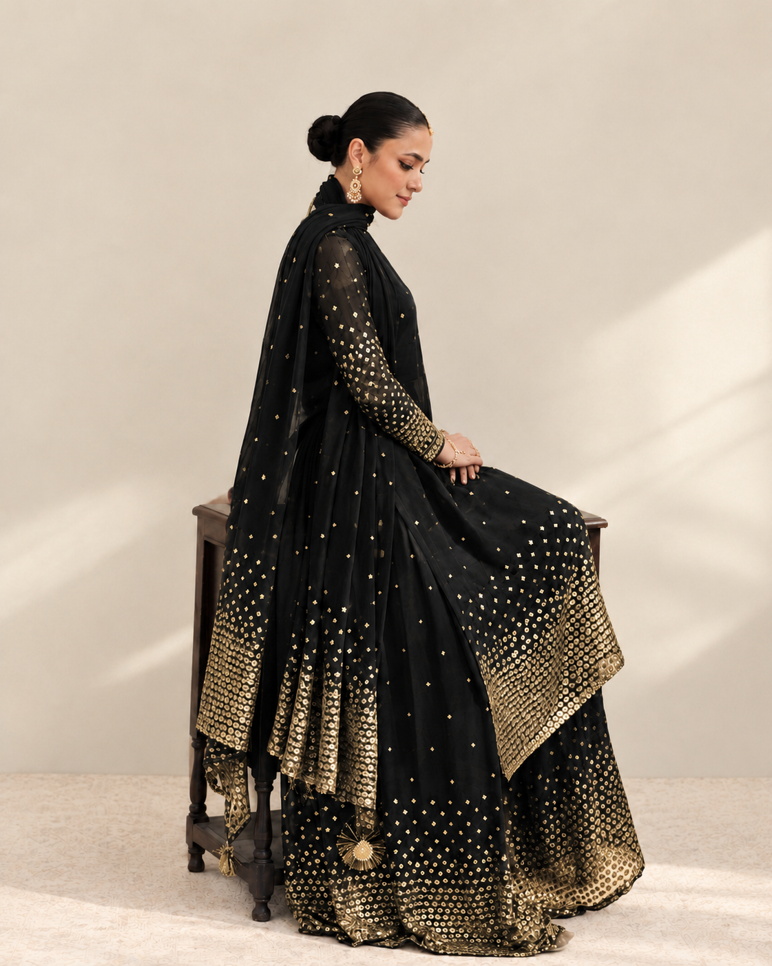 BLACK AFSANA   3-Piece Suit For Women