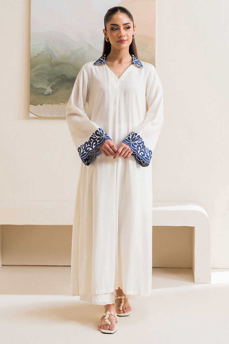 Vanilla Mint Embelished Linen Shirt
