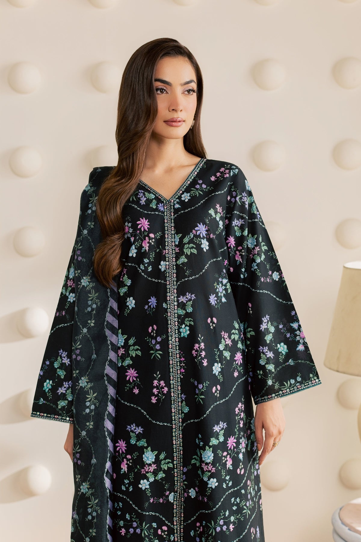 Black Aswa 3Pc - Printed Cambric Pret