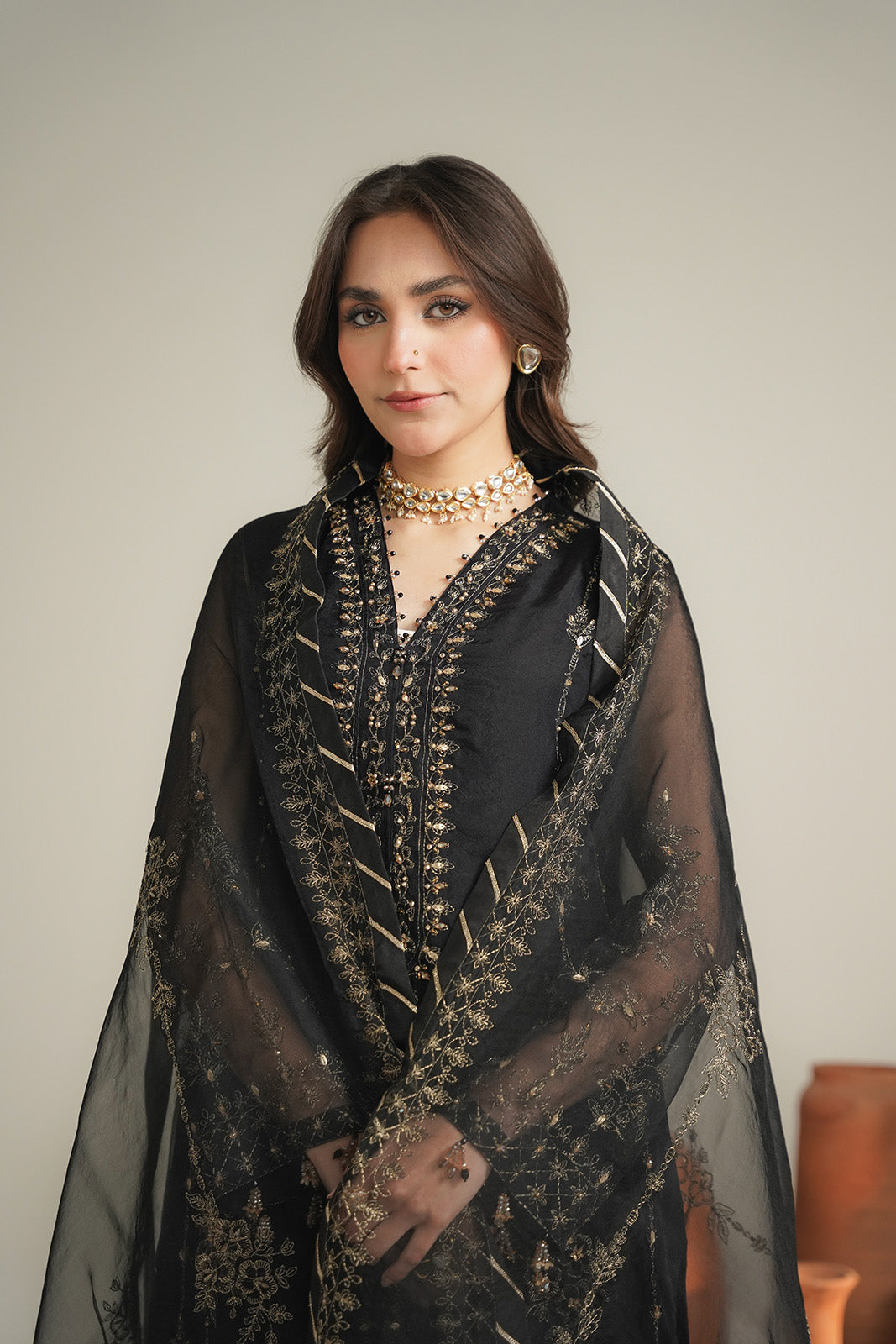 3 Piece Organza Embroidered Unstitched Suit (UF0029)