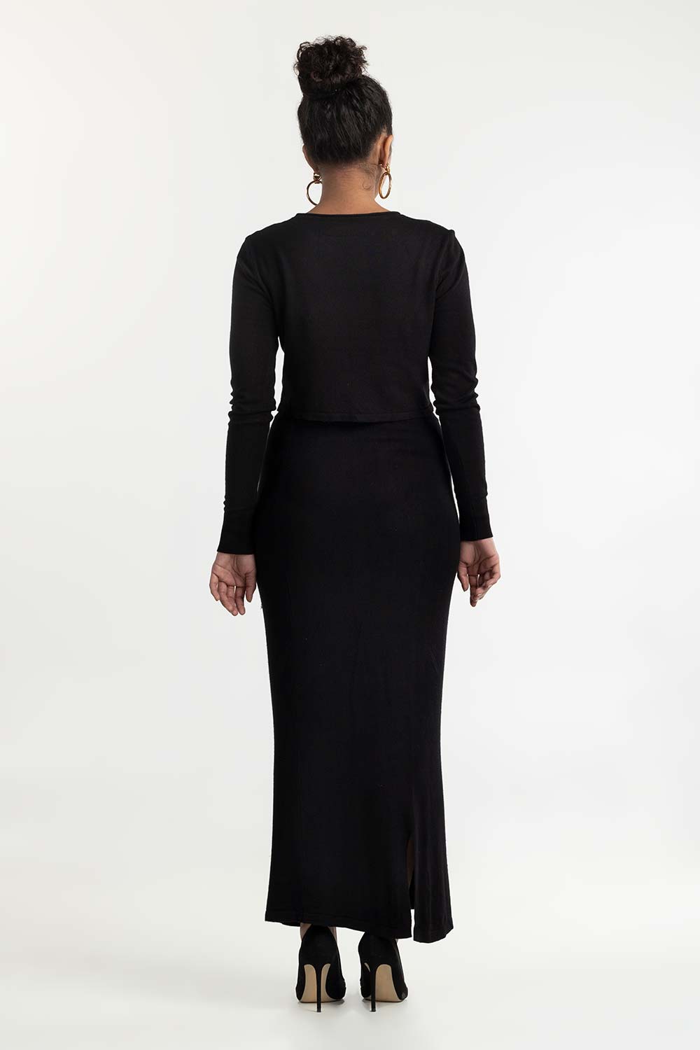 Black Knit Skirt With Slit