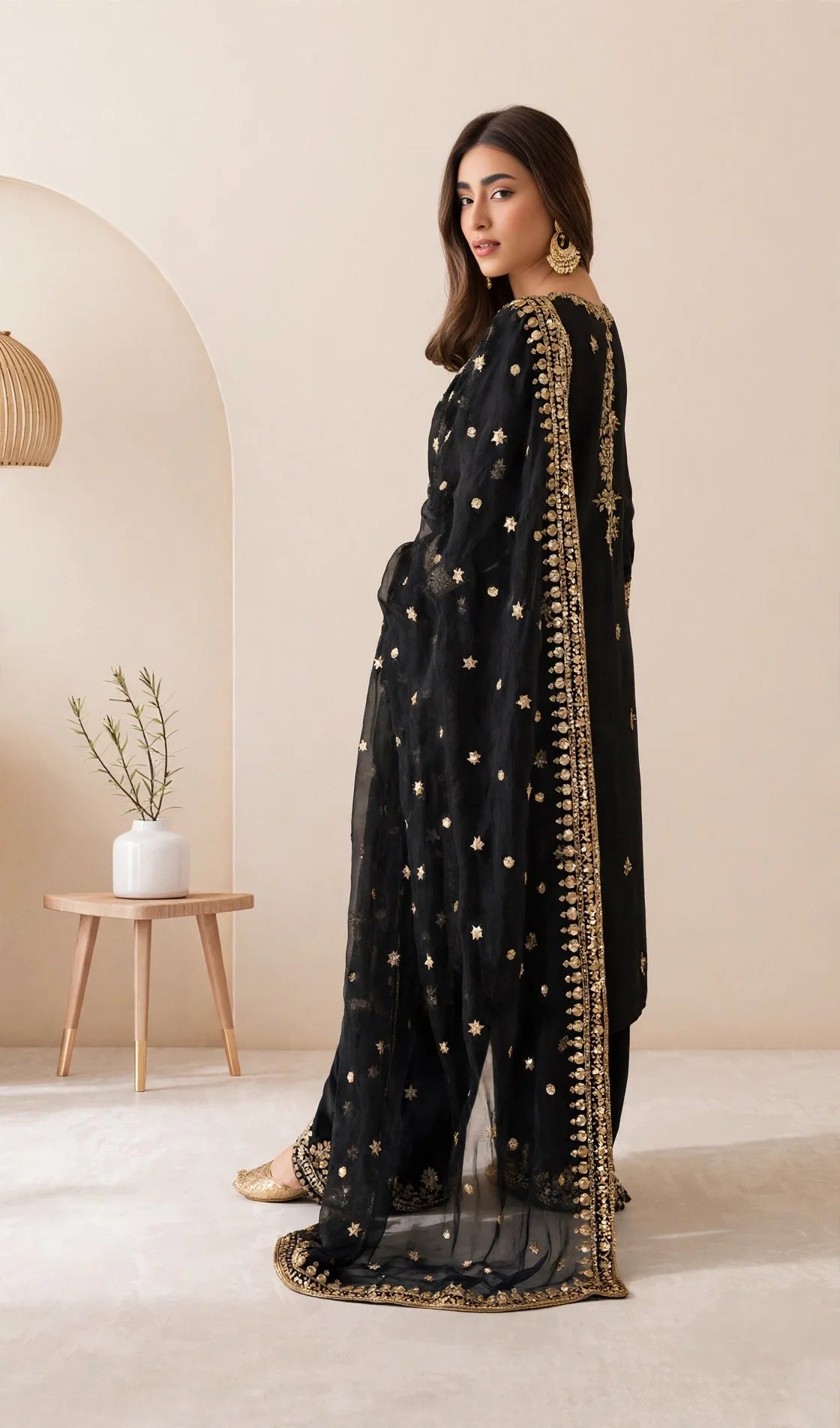 Black Zareen 3 Piece Dress | Embroidered Lawn Suit