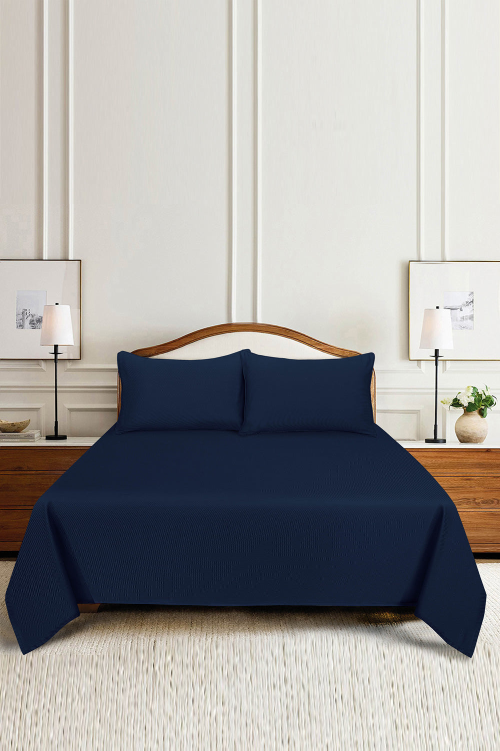 Blue Cube Dobby Bed Sheet Set