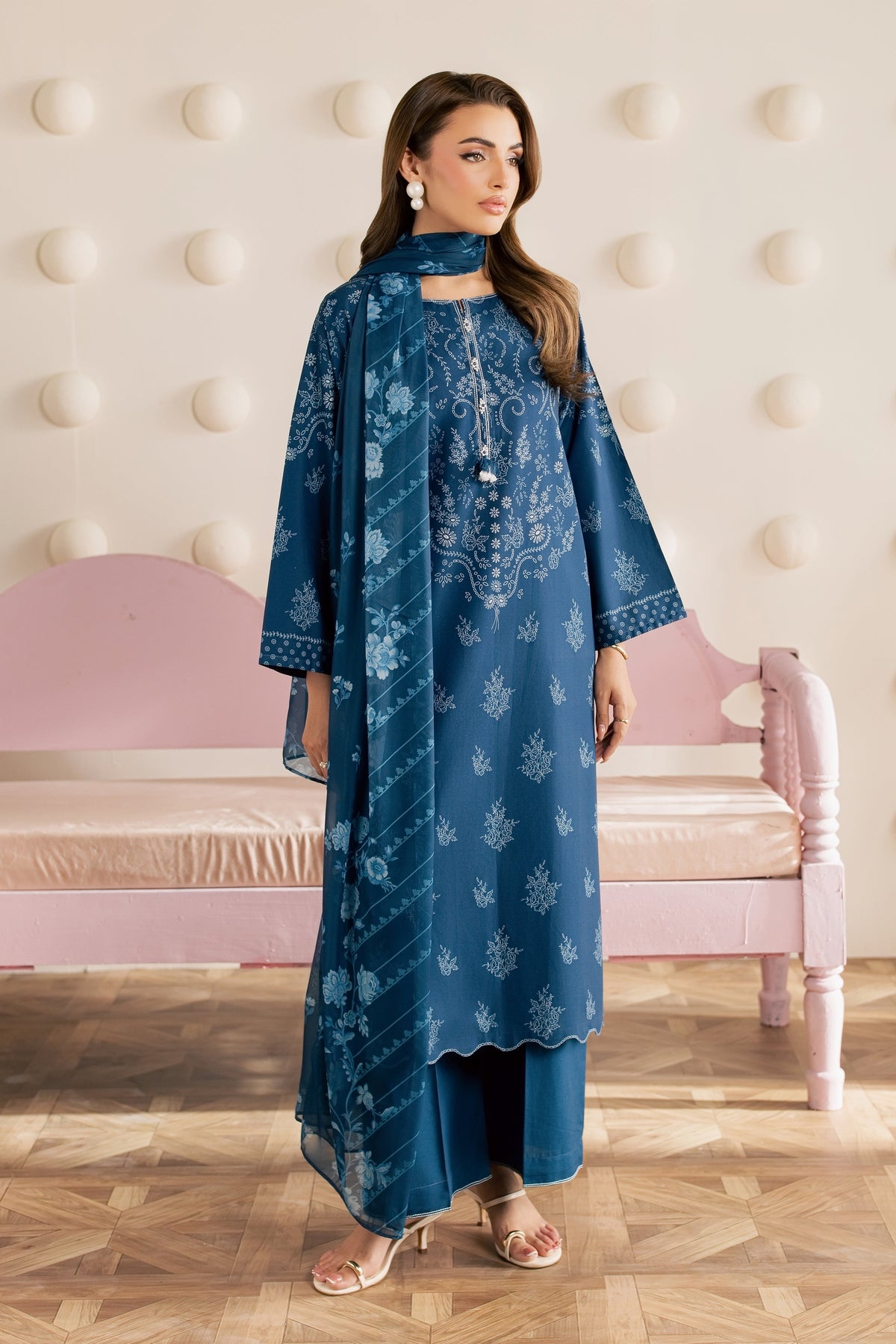Blue Day 3Pc - Printed Cambric Pret