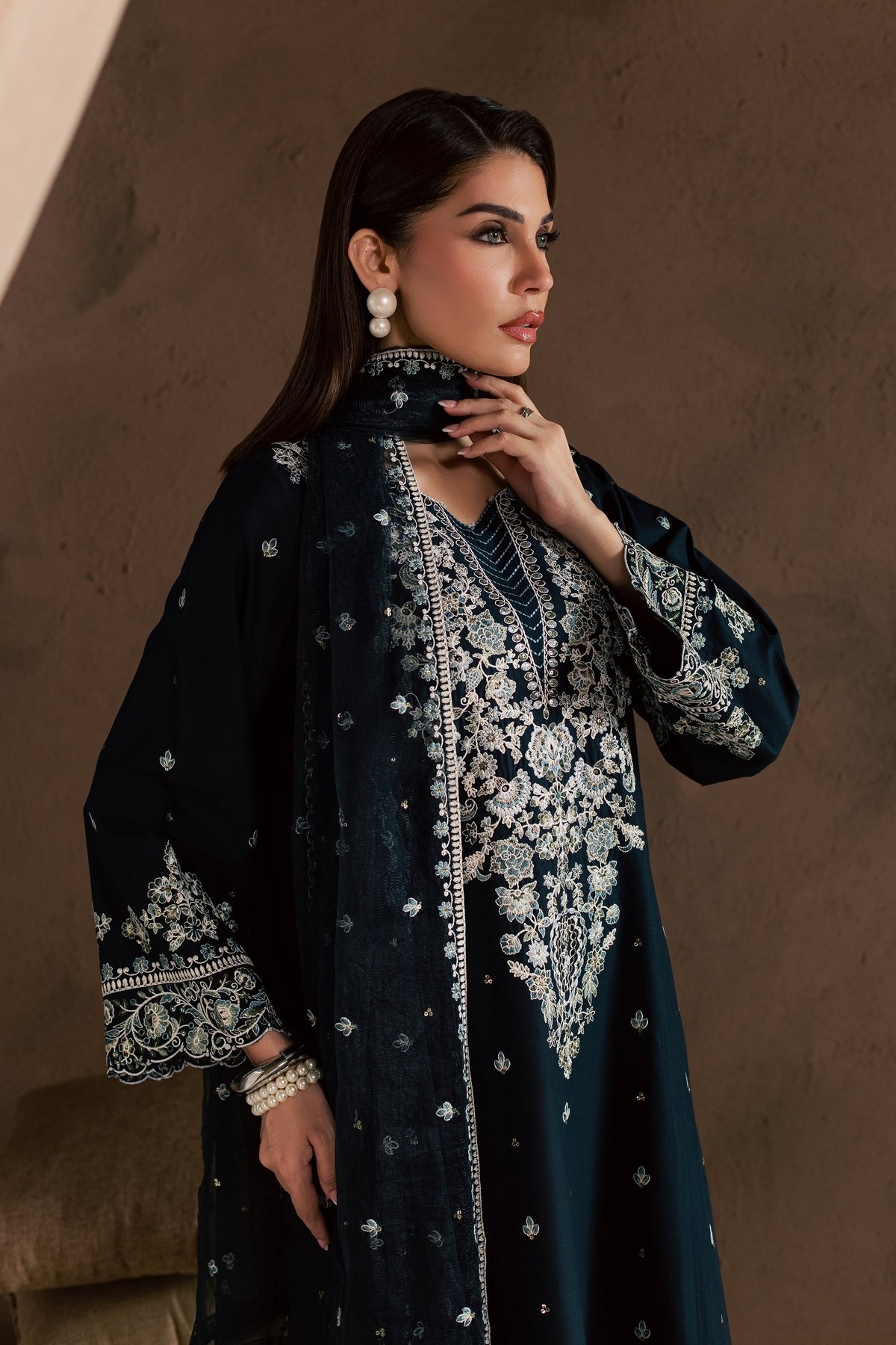 Blue Sabiha 3Pc - Embroidered Cambric Pret