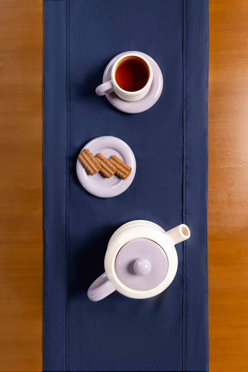 Blue Cube Dobby Table Runner