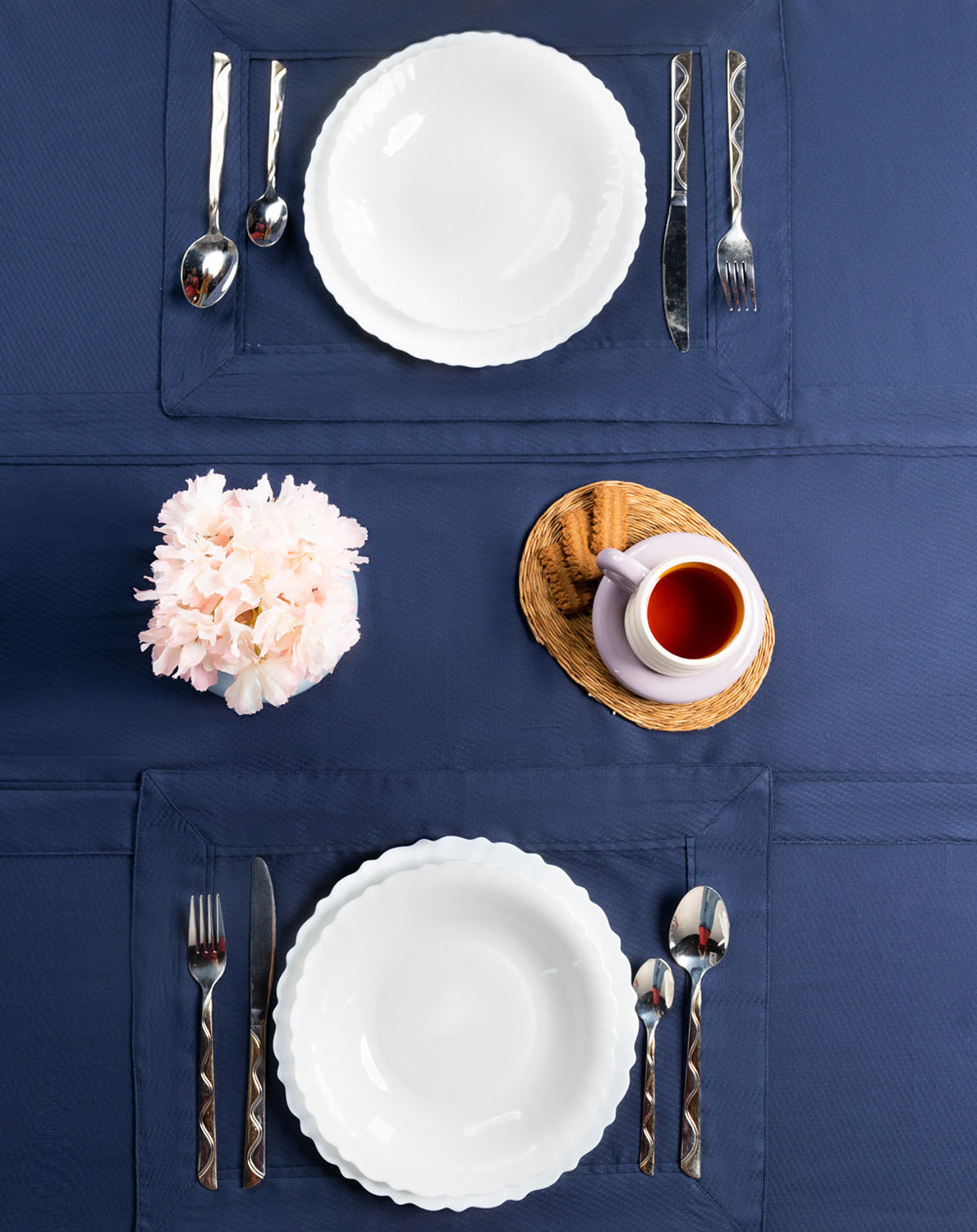 Blue Cube Dobby Table Cover