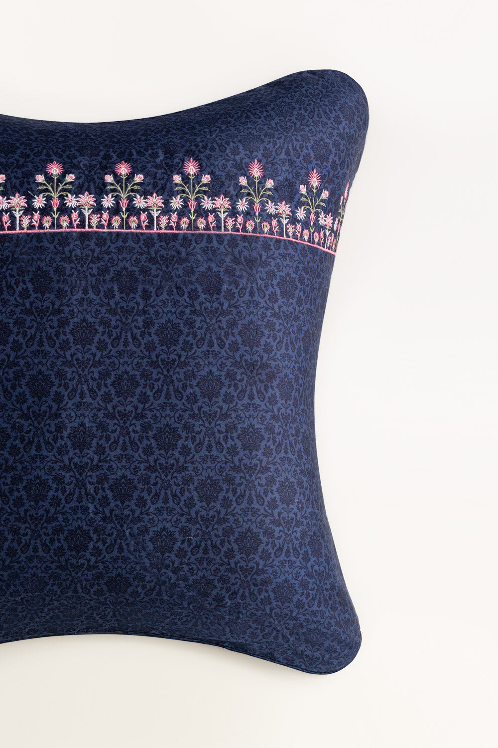 Blue Jewel Embroidered Euro Sham Cushion Cover