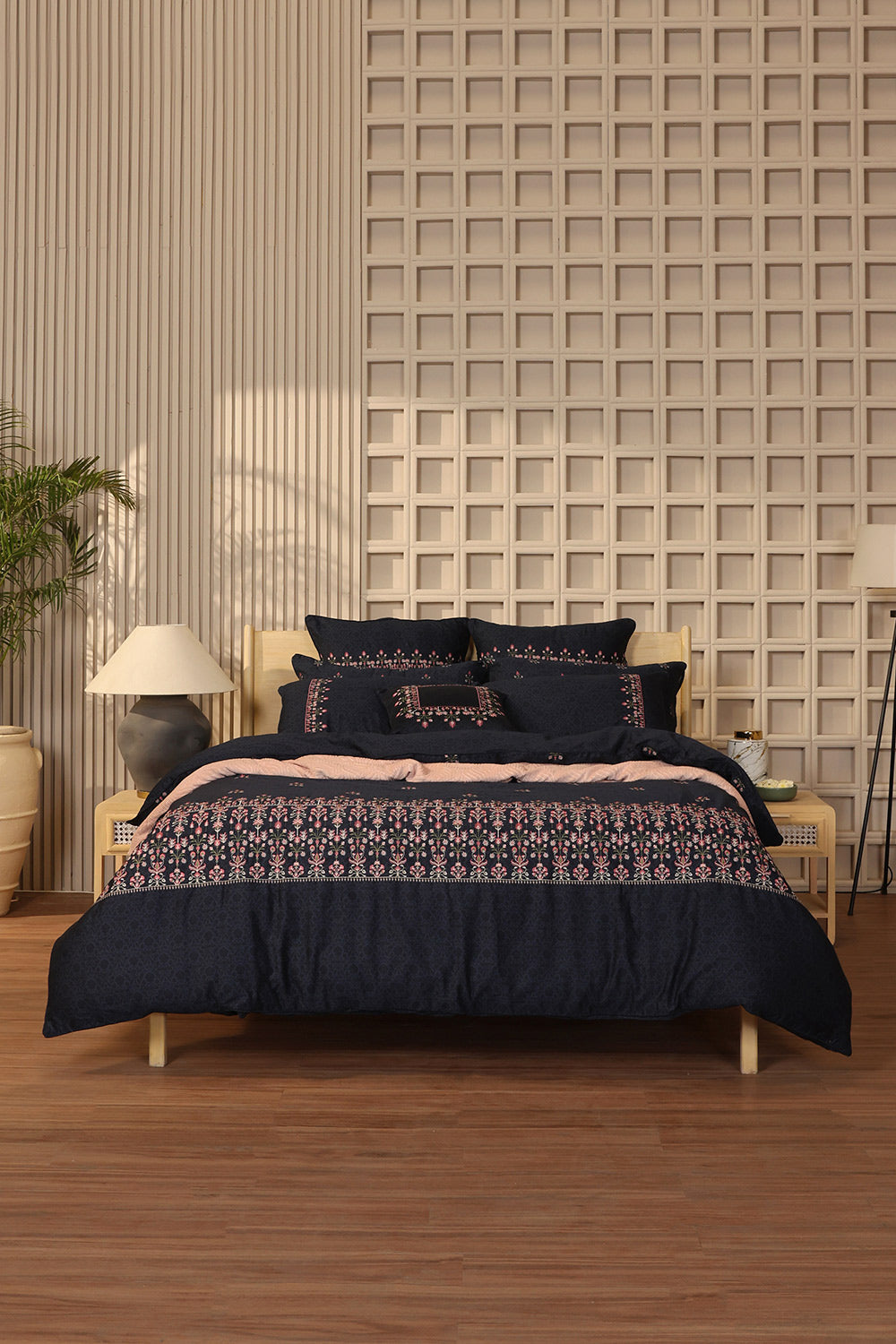Blue Jewel Embroidered Quilt Cover Set