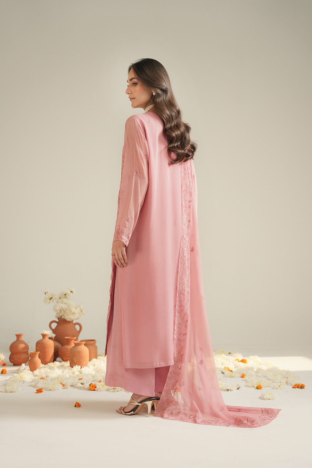 3 Piece Chiffon Embroidered Unstitched Suit (UF0040)