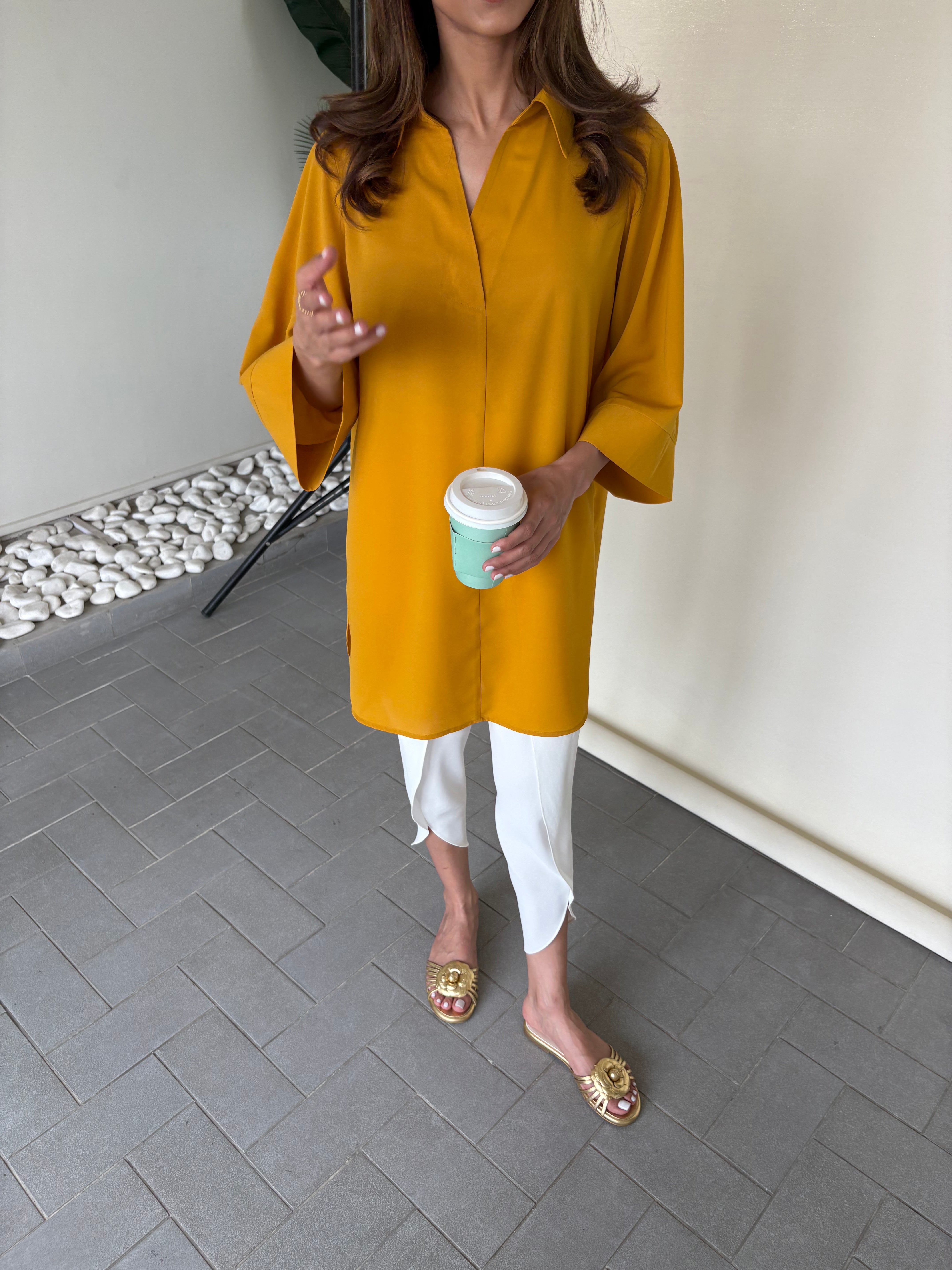 Mustard Toby Tunic with Tulip Shalwar