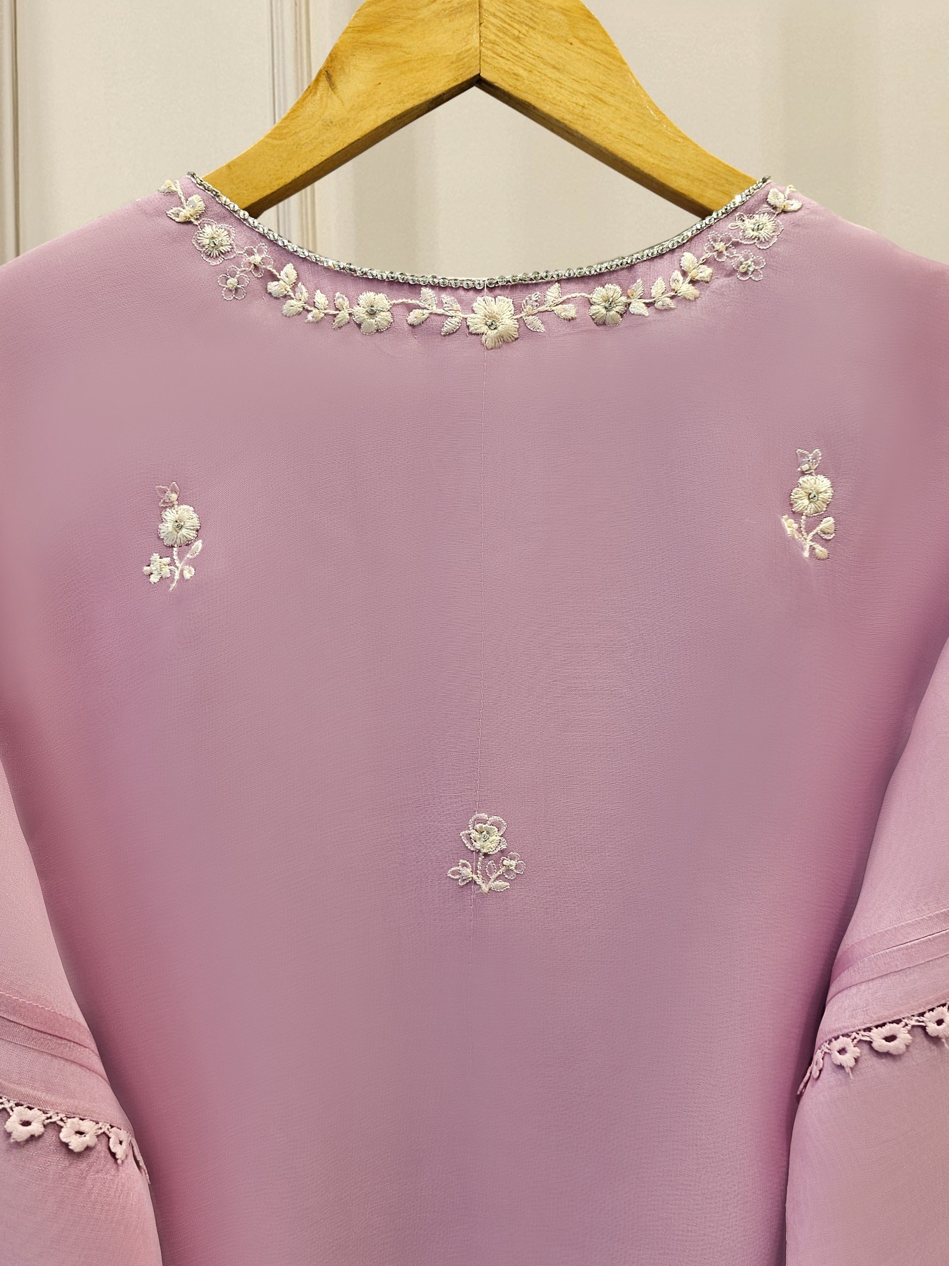 Pure Organza Embroidered Suit S111626