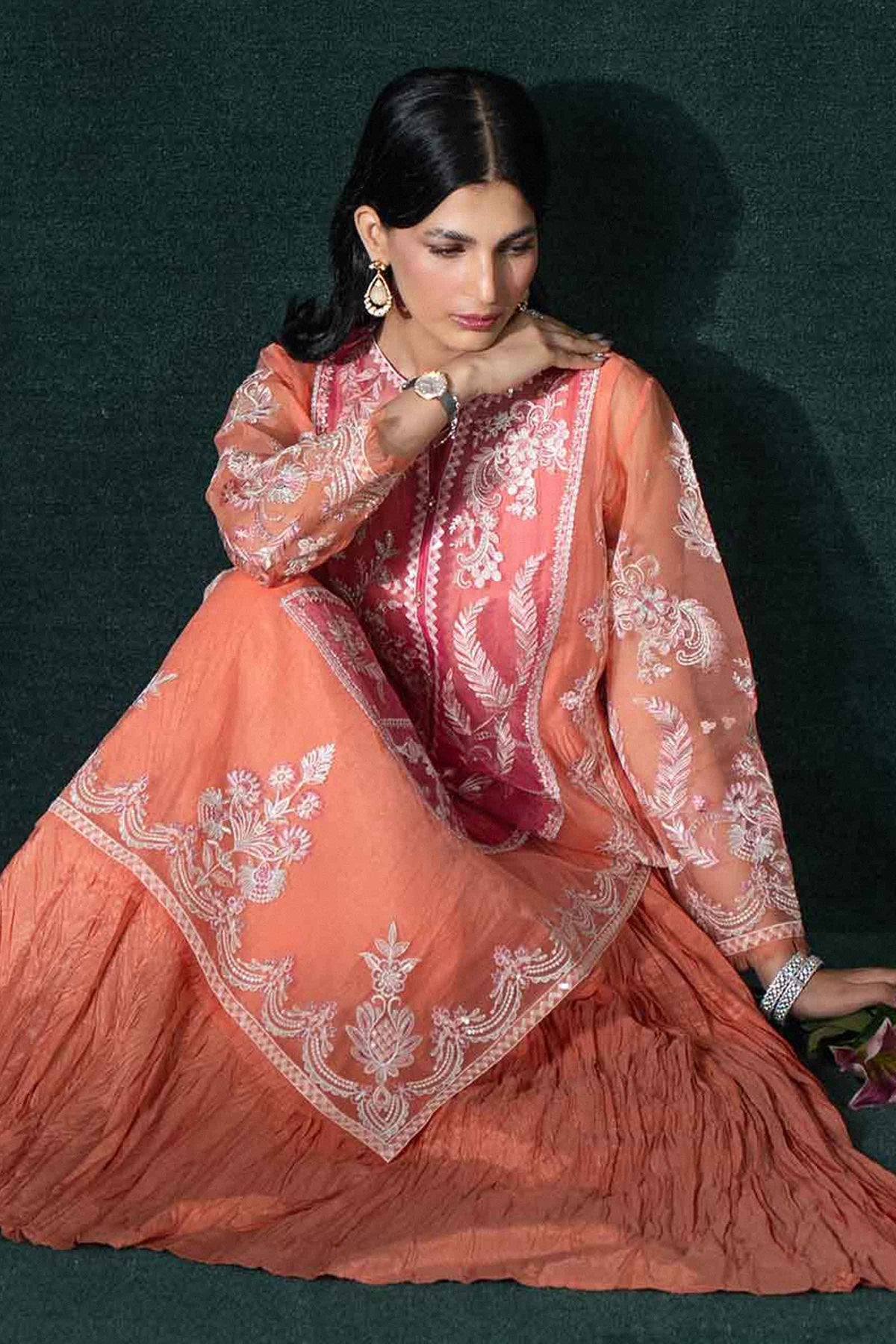 Orange 2 Piece - Embroidered Suit - CBS26-08