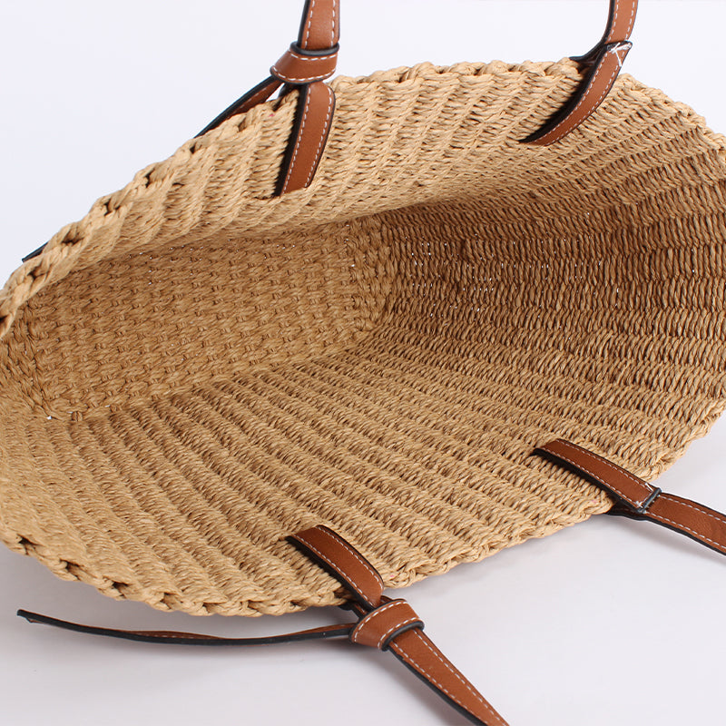 Elsa Brown Raffia Tote Bag