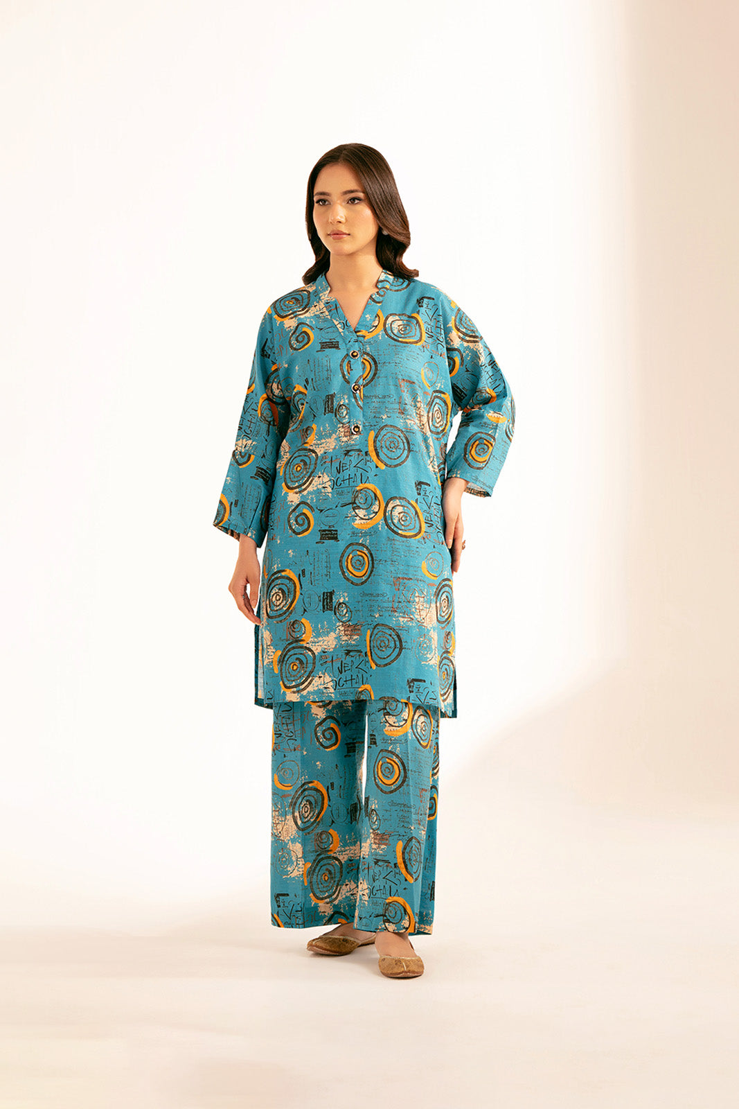 2 Piece Printed Slub Khaddar Printed Shirt (CF0169)