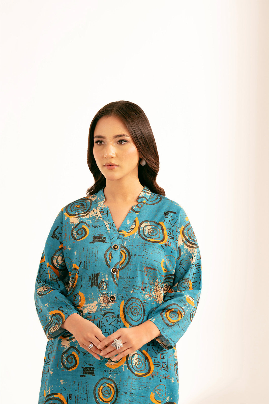 2 Piece Printed Slub Khaddar Printed Shirt (CF0169)