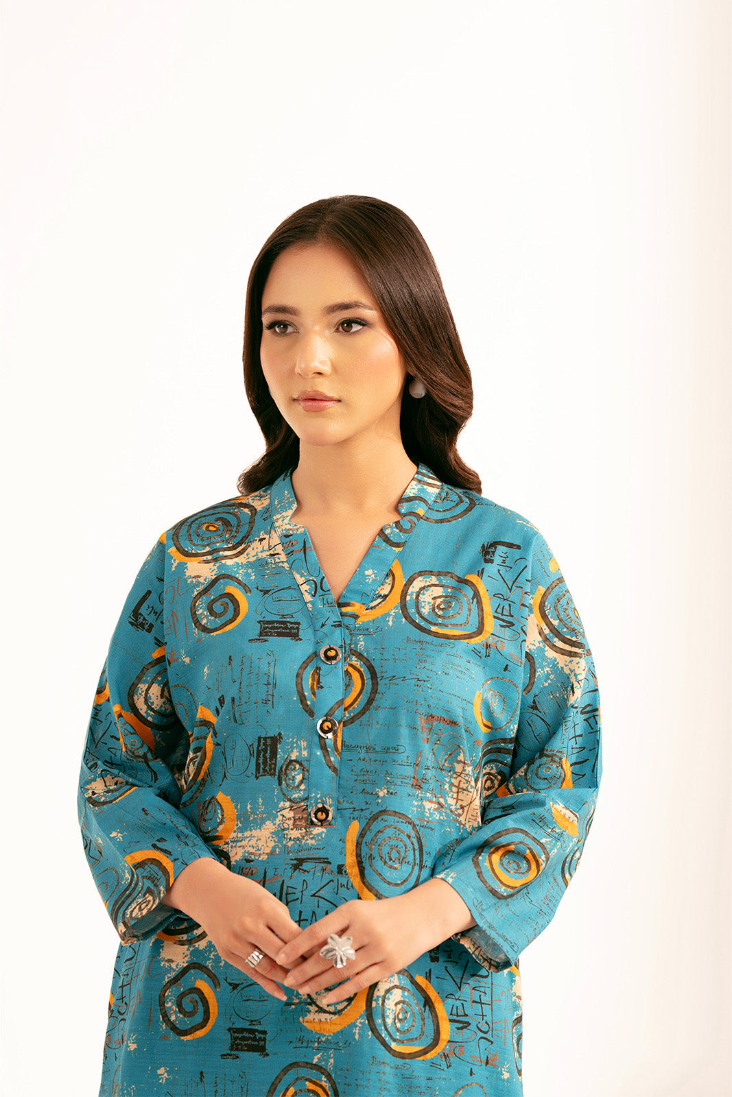 2 Piece Printed Slub Khaddar Printed Shirt (CF0169)
