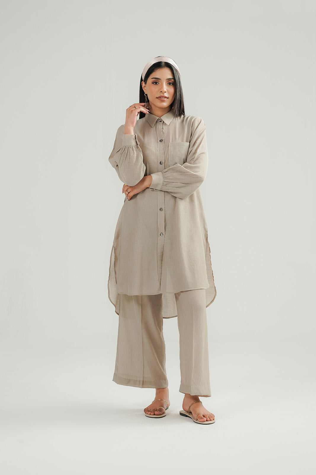 2 Piece Chiffon Solid Suit (CF0190)