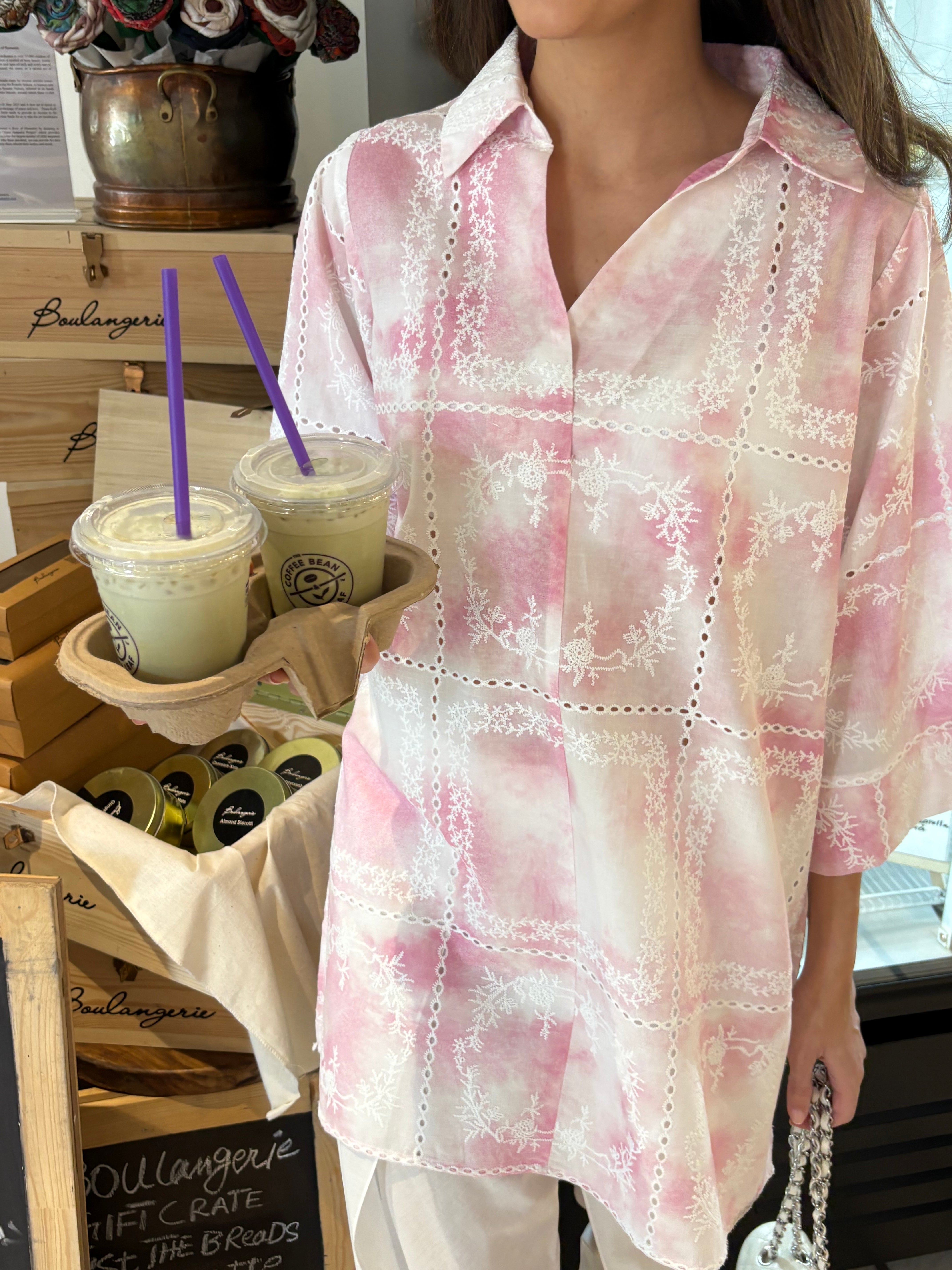 Pink Tie & Dye Chikankari Toby