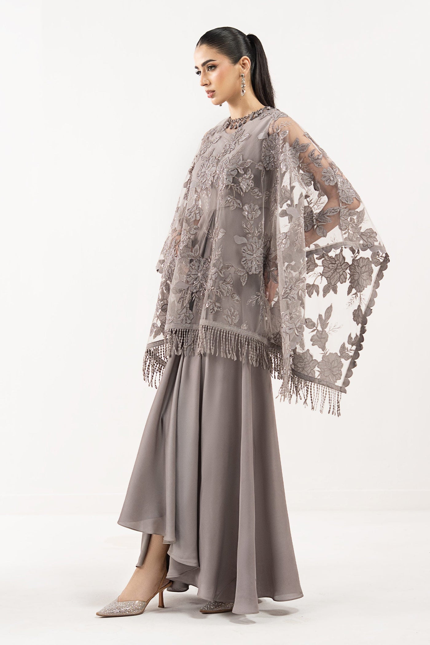 Embroidered Net Fabric (1Pc)