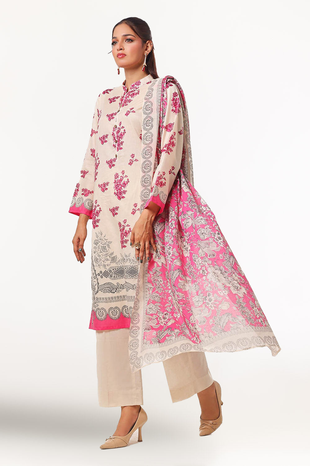 3 Piece Unstitched Printed Lawn Suit