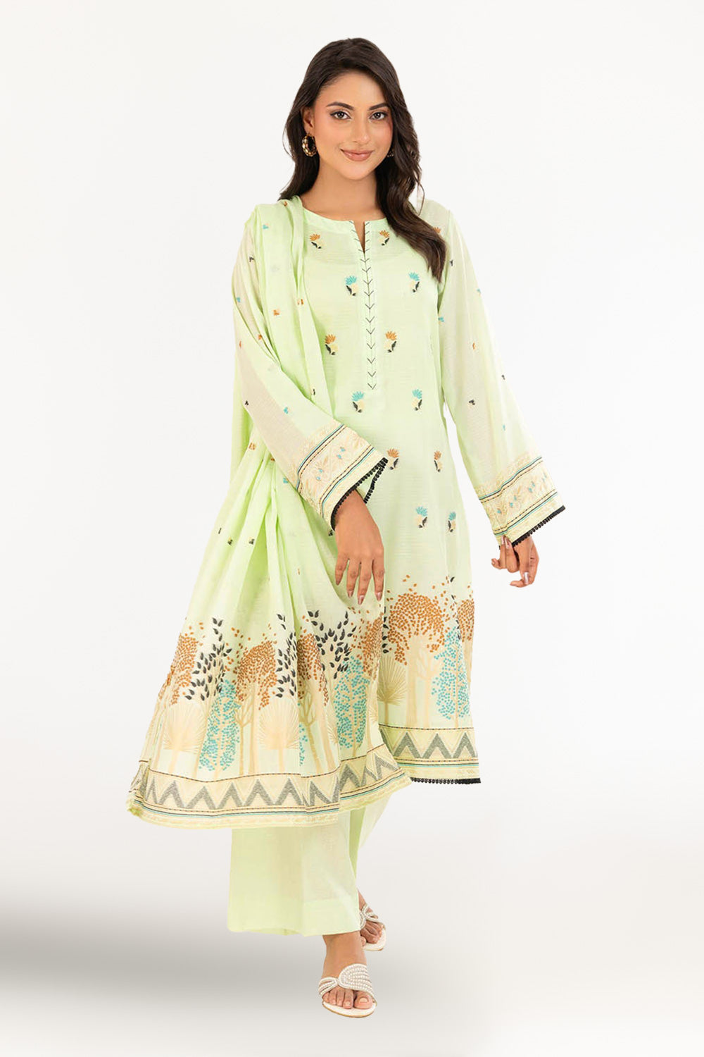 3 Piece Unstitched Jacquard Suit