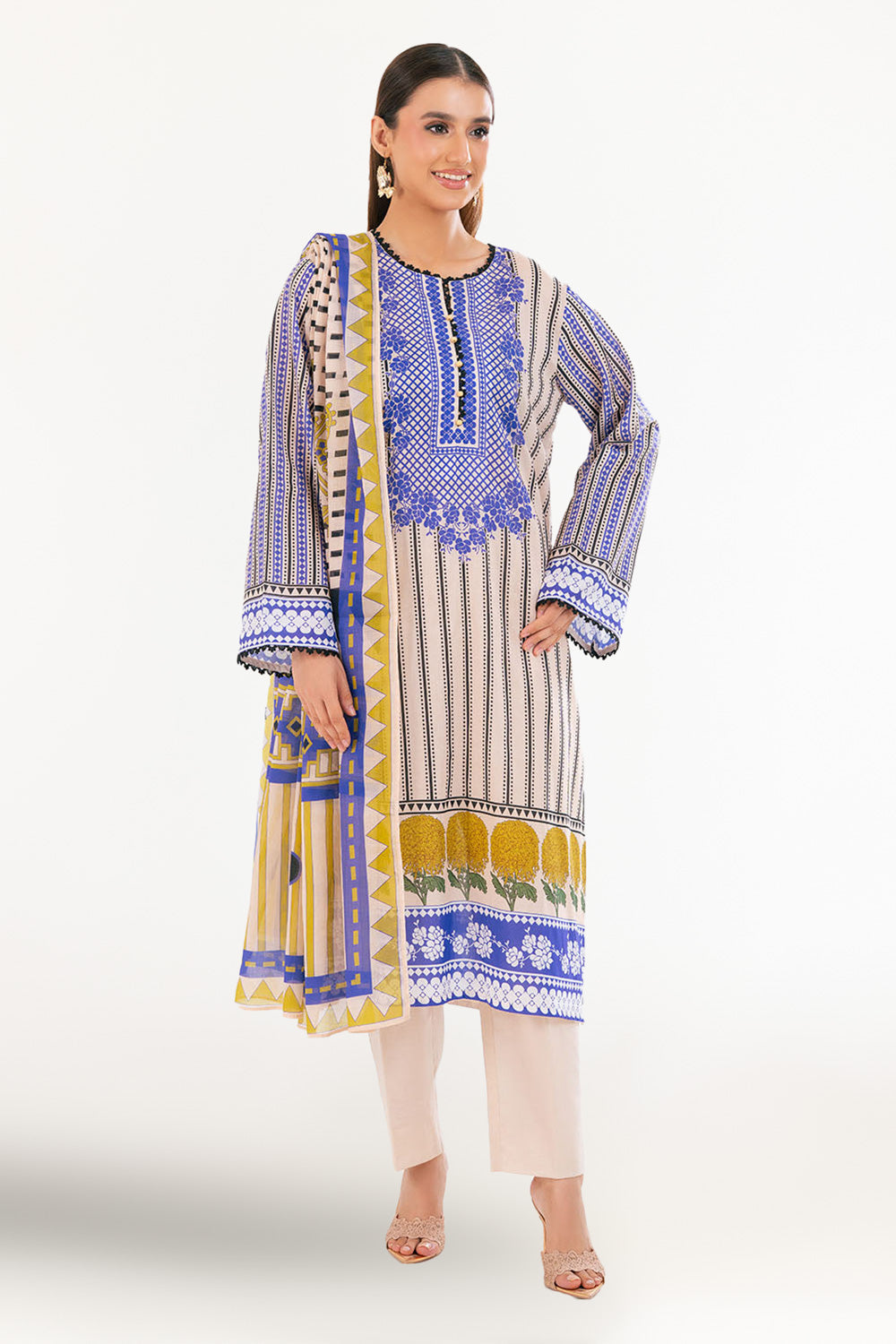 3 Piece Printed Lawn Suit With Dupatta