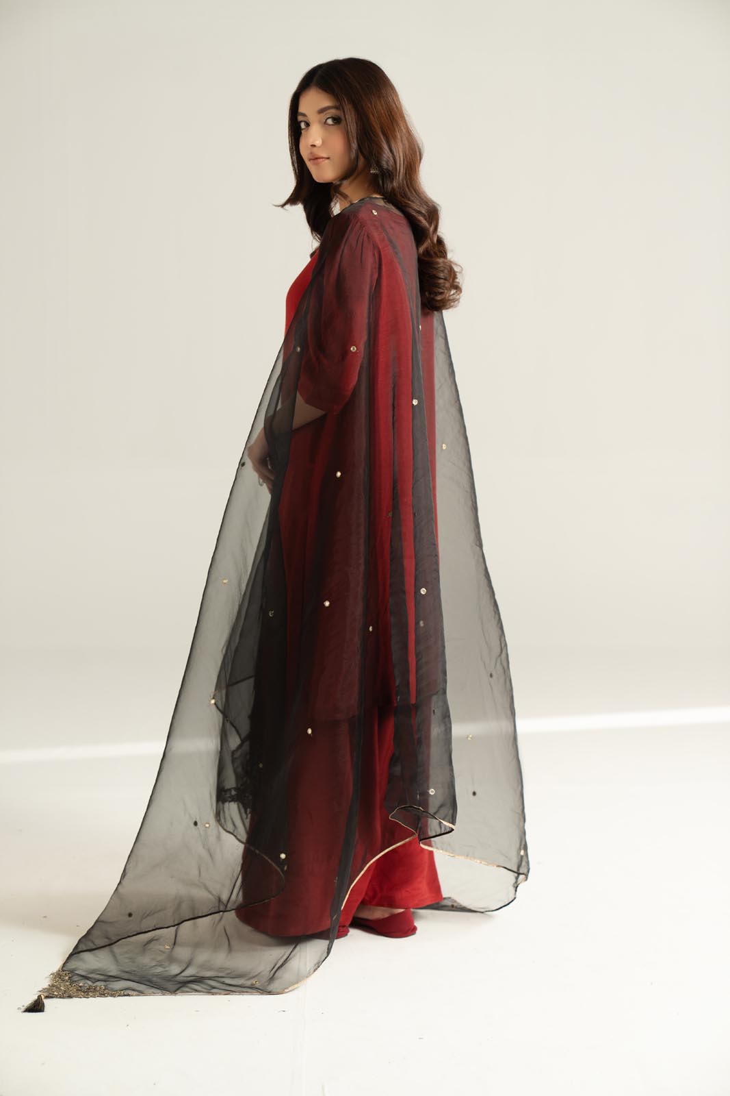 1 Piece Synthetic Organza Embroidered Stole (CO0037)