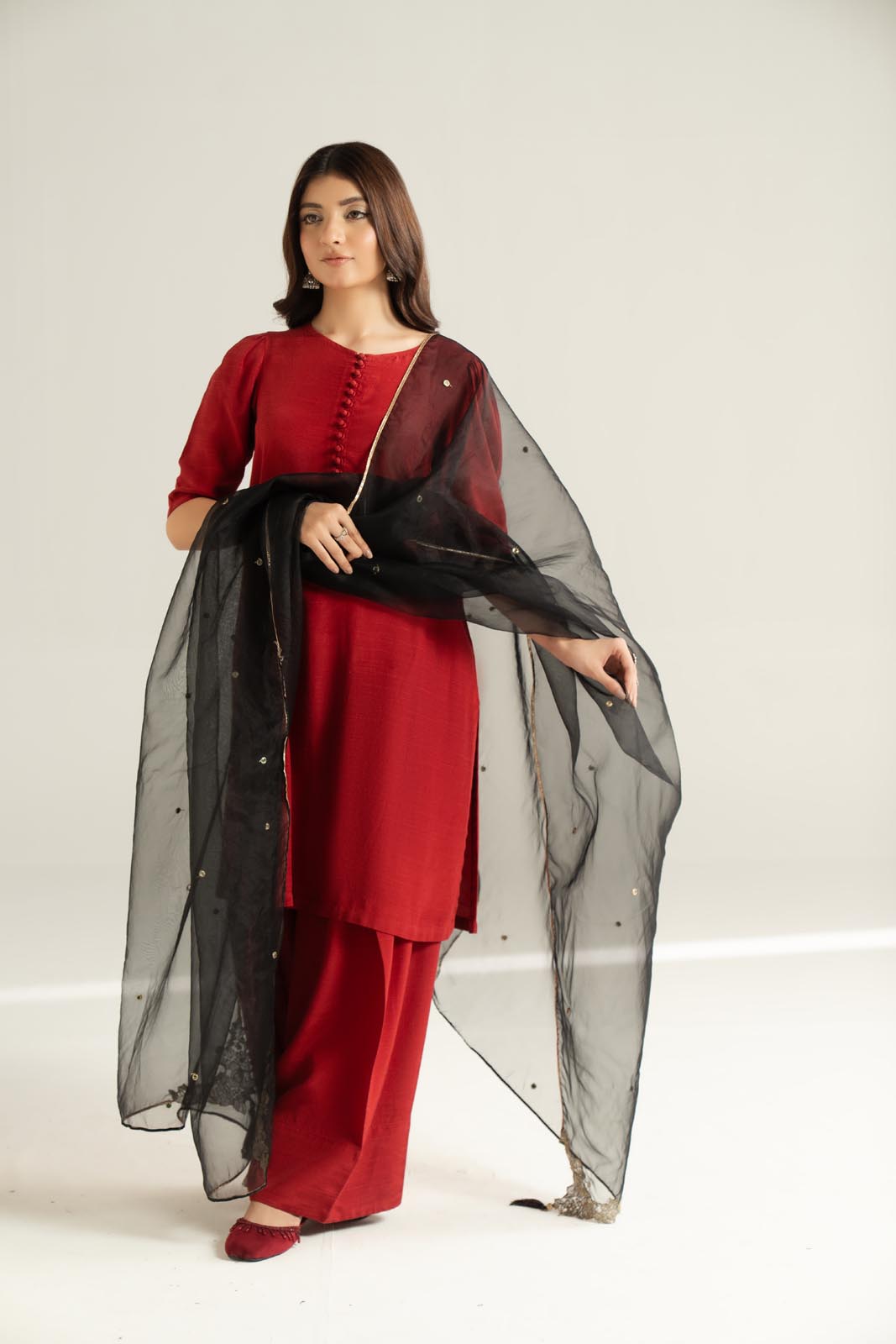 1 Piece Synthetic Organza Embroidered Stole (CO0037)