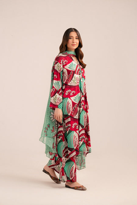 3 Piece Printed Viscose Linen Printed Suit (CP0228)