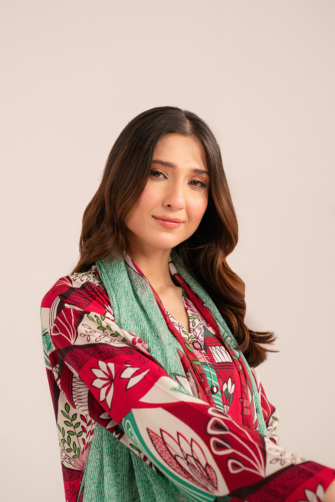 3 Piece Printed Viscose Linen Printed Suit (CP0228)