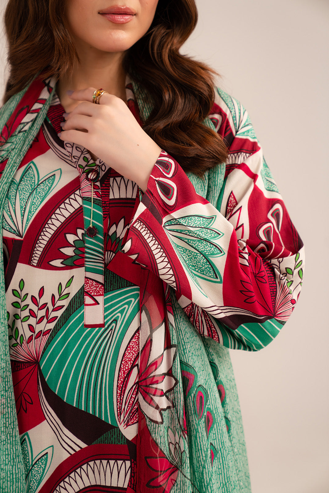 3 Piece Printed Viscose Linen Printed Suit (CP0228)