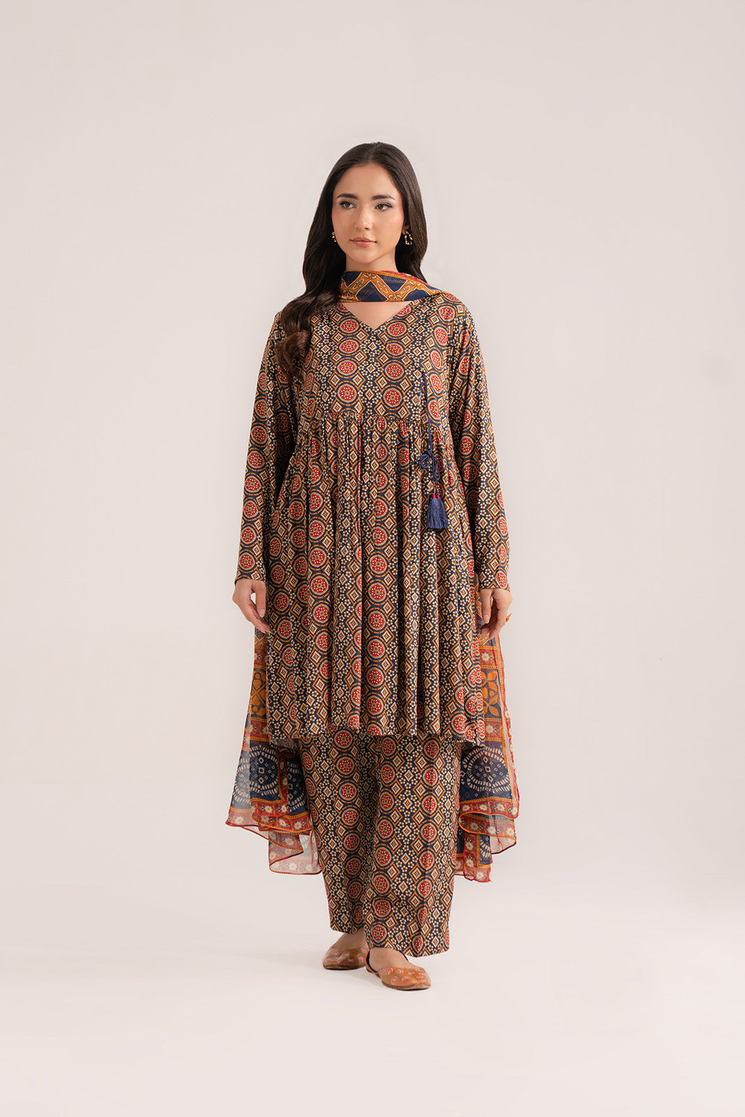 3 Piece Printed Viscose Linen Printed Suit (CP0242)